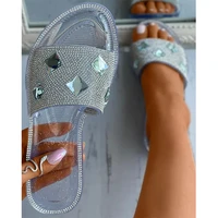 women 2022 summer new slippers rhinestone fashion casual home womens slippers personality transparent slides woman shoes