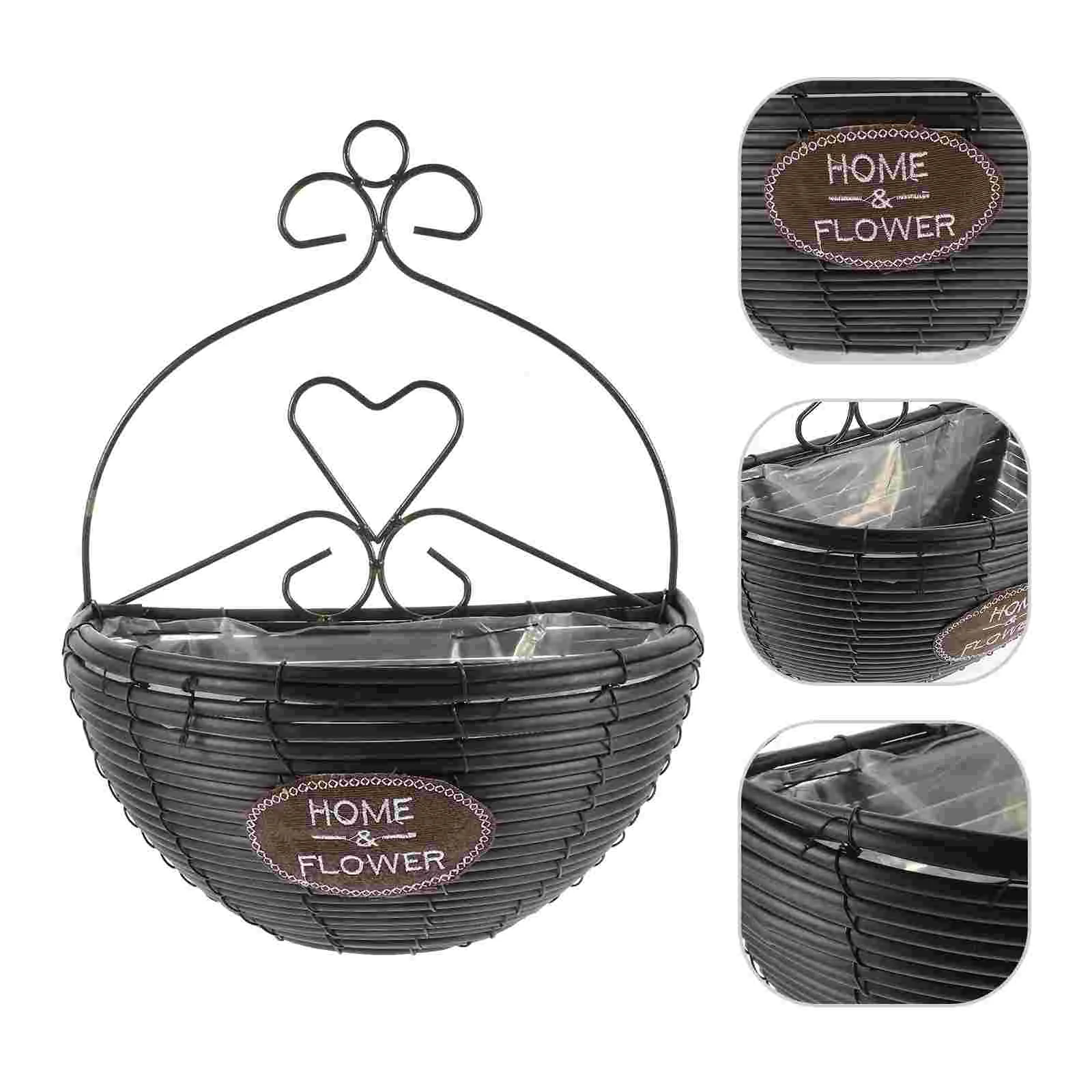 

Hanging Basket Plants Flower Rattan Round Wicker Baskets Modern Planter Iron Container