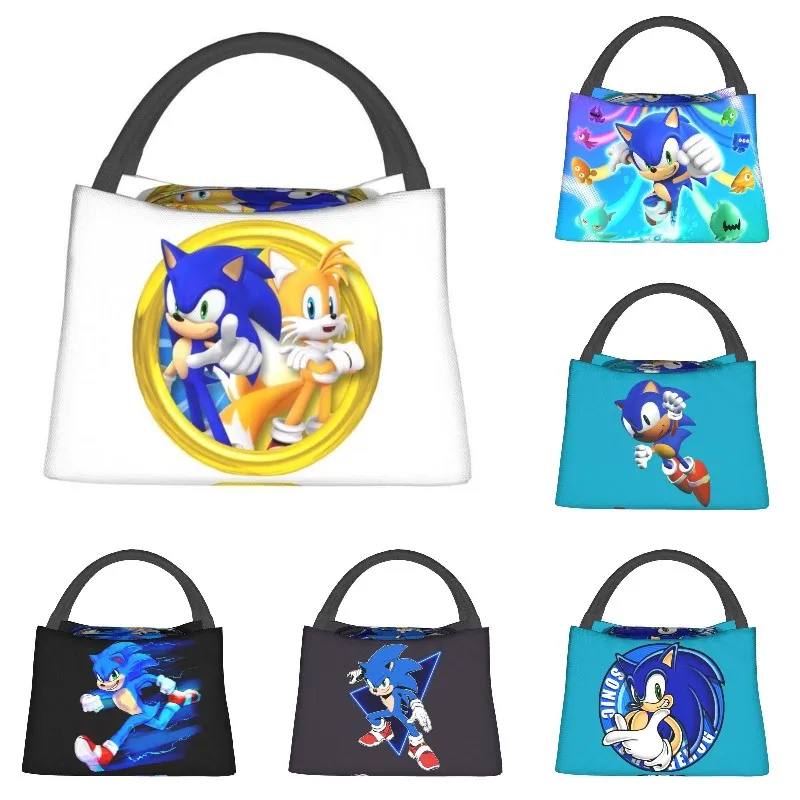 

Sonics Portable Lunch Boxes Women Japanese Anime Cartoon Thermal Cooler Food Insulated Lunch Bag Travel Work Pinic Container