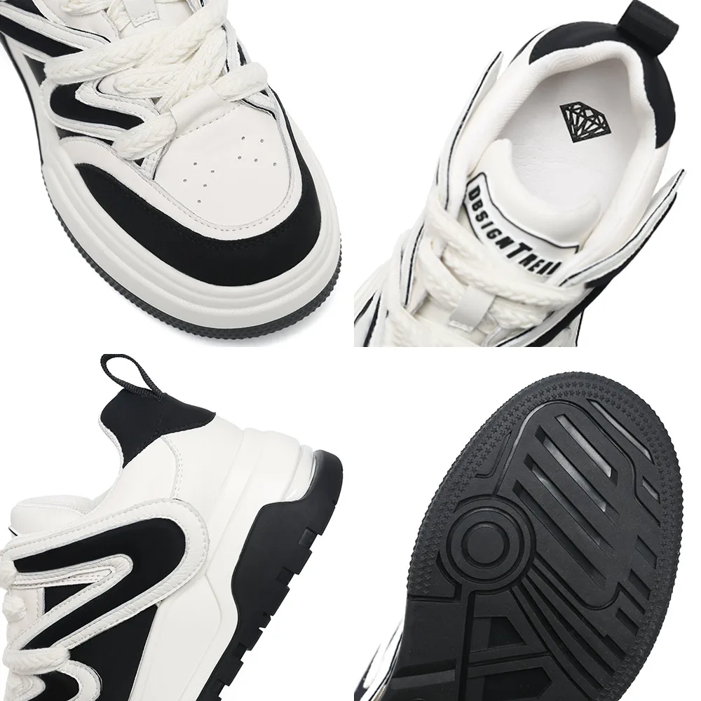 SOMILISS Women Platform Sneakers Genuine Leather Round Toe Lace Up Ladies Spring Summer Fashion Comfortable Casual Running Shoes