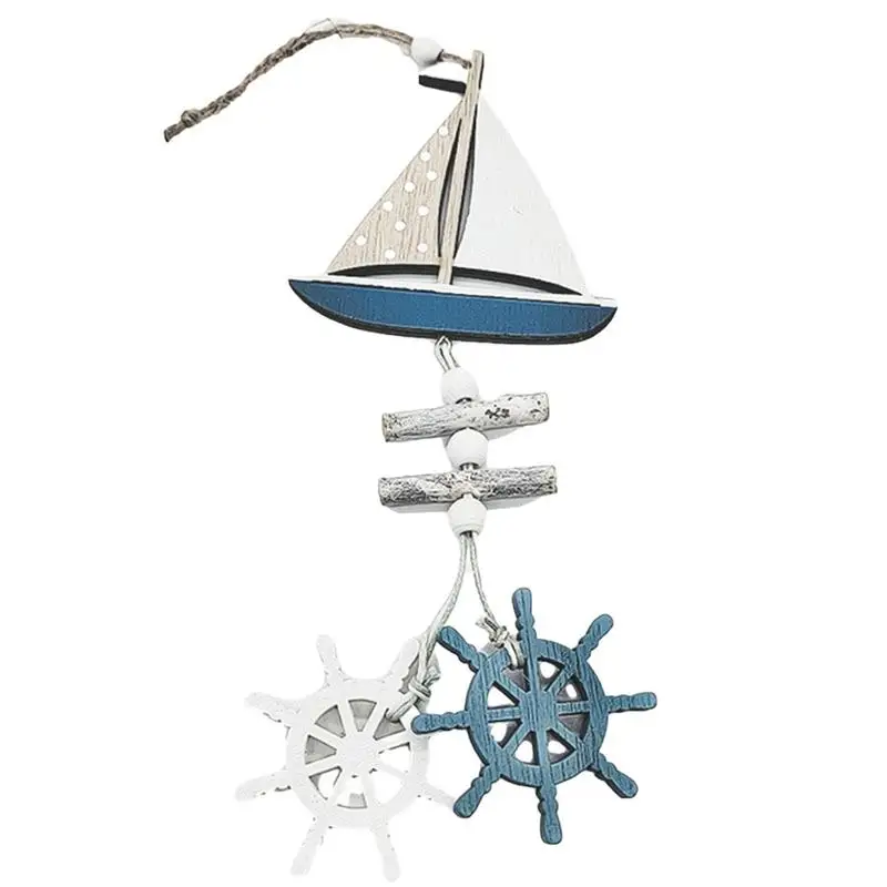 

2021 Marine Style Wooden Pendant Ocean Wind Crafts Small Fish Boat Innovative Accessory Wall Hanging Decoration Pendant