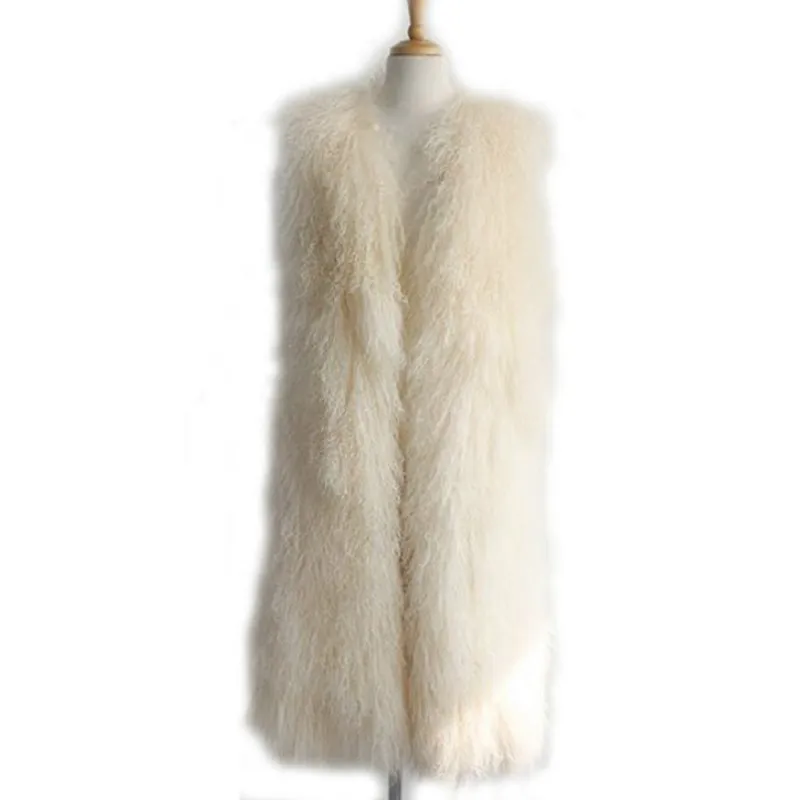 Chic Faux Fox Fur Vest Coat White Winter Women Casual Slim Sleeveless Jacket Imitation Mink Fur Tank Long Hair Shaggy Cardigan