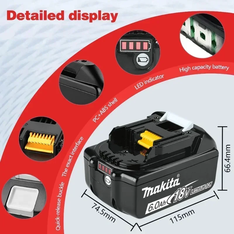 Новый аккумулятор Makita 6Ah для электроинструмента 18 В BL1840 BL1830B BL1850B BL1850 BL1860 BL1815