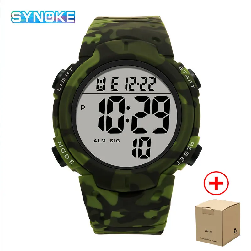 

Camouflage Digital Watch Men Big Numbers Easy to Read Waterproof Sport Watches Chrono LED Military Alarm Clock Relogio Masculino