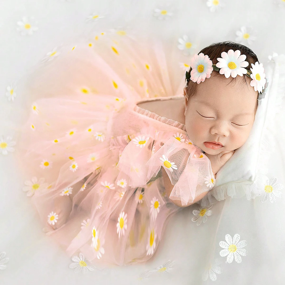 Ylsteed Детский Наряд Для Фотосъемки Девочек Сетчатое Платье С Цветочным Принтом И