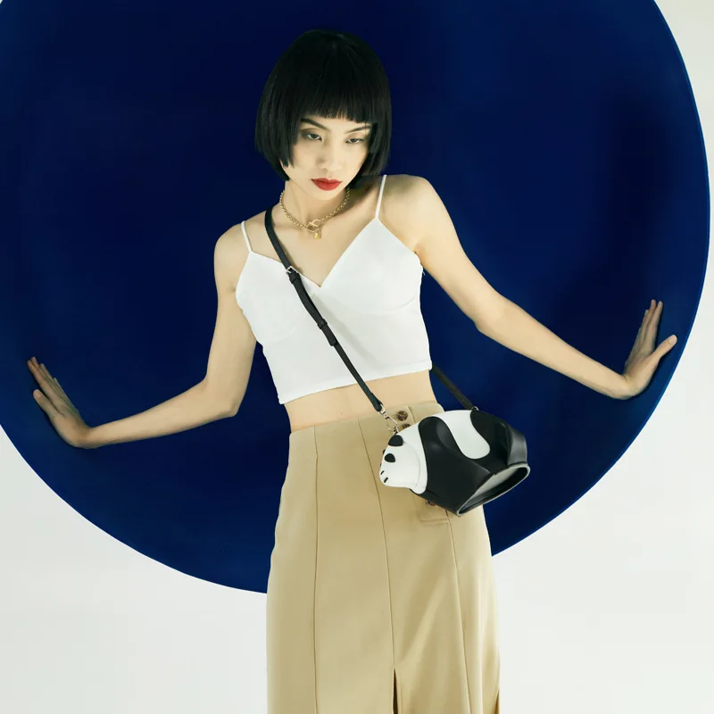 2024 Femme новая женская сумка из натуральной кожи с пандой на одно плечо через