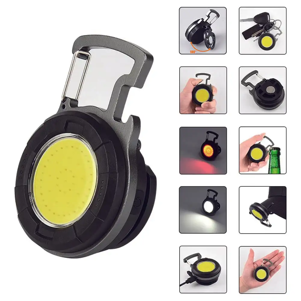 

Mini LED Head Flashlight Keychain Work Light Portable USB Rechargeable White Red COB Light Camping Hiking Security Outside Torch