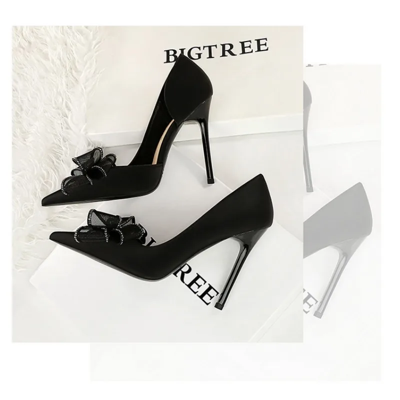 Туфли-лодочки BIGTREE женские шелковые туфли на высоком каблуке 10 5 см заостренный