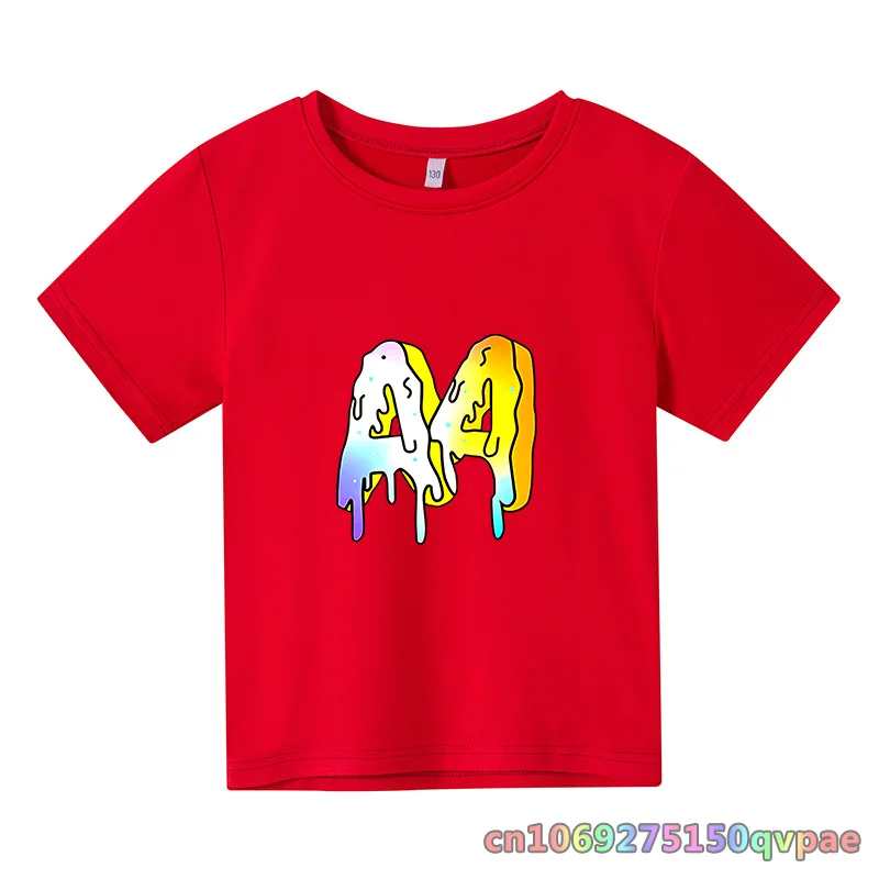 

A4 Children's Summer Boys' Girls' T-shirt Anime Printed Cotton Round Neck Short Sleeve 3-12 Year Old Toddler Tops Clothing