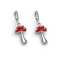 kharisma 3d drip oil mushroom pendant hoop earrings cute plant earwear women girls fashion jewelry gifts