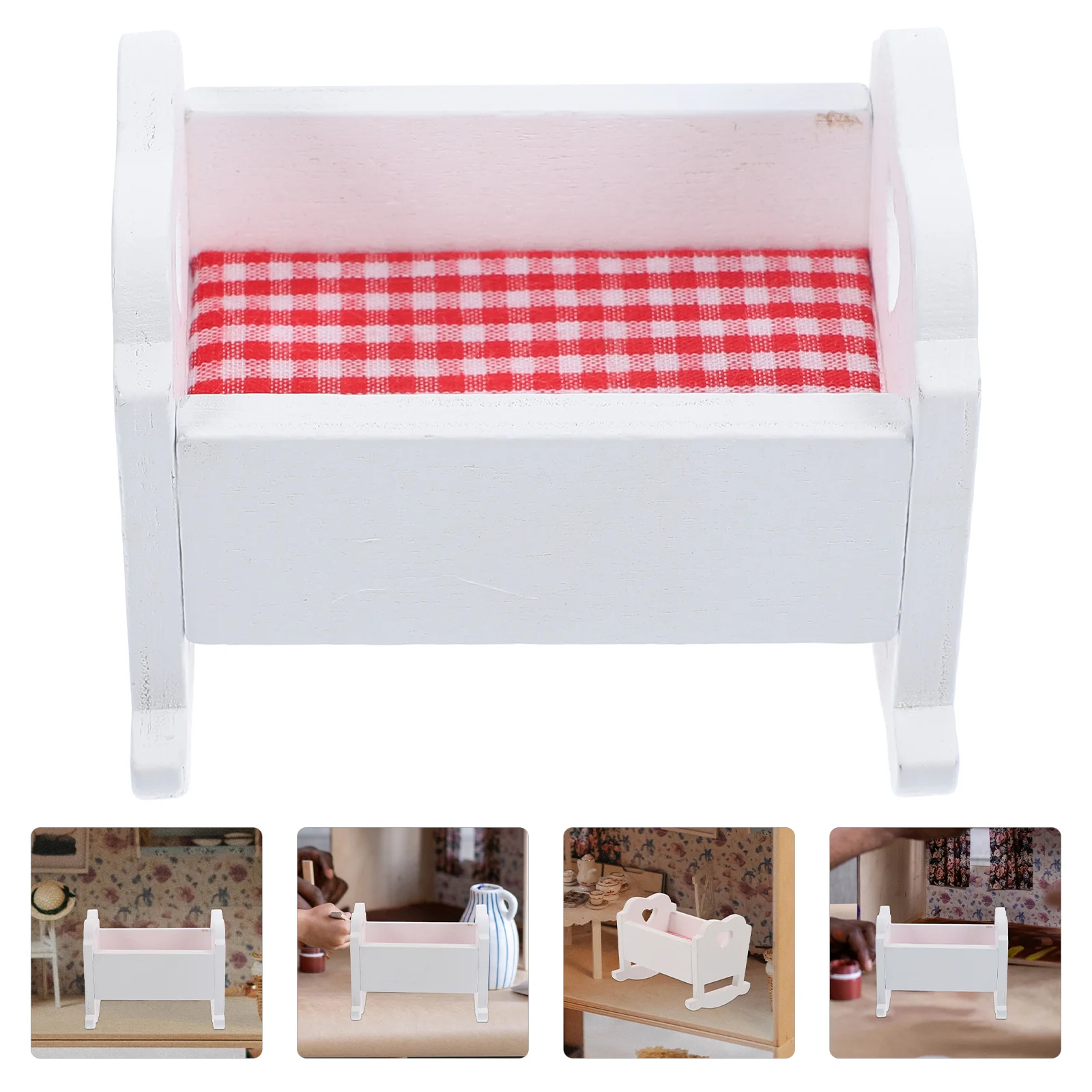 

House Cradle Bed Decor Home Mini Adornment Furniture Crib Miniature Cloth Model Baby Craft Crafts