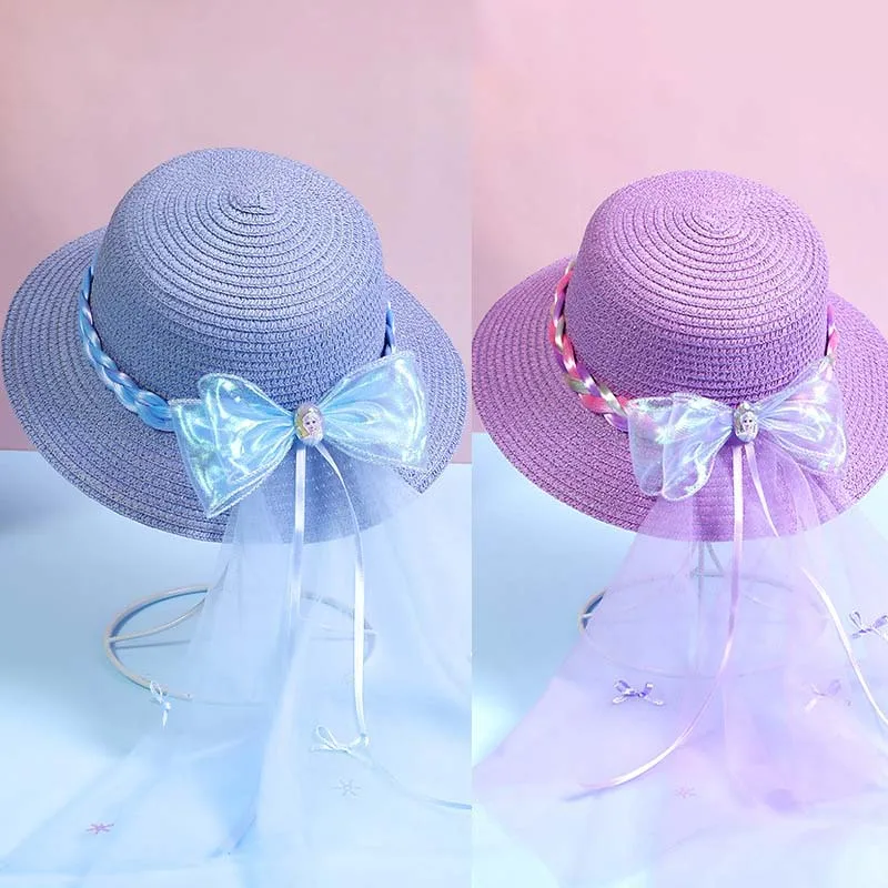 Disney Child Sun Hat Girls Straw Hat Fashion Women Princess Frozen Kids Top Hat Baby Summer Sunscreen Breathable Fisherman Cap