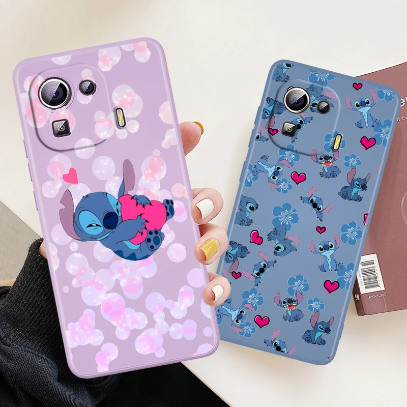 

Lilo Stitch Cute Cartoon Case For Xiaomi Mi 12 11 11i 10 10S 9 6 Ultra Lite Pro SE Silicone Liquid Rope Phone Cover Capa Coque