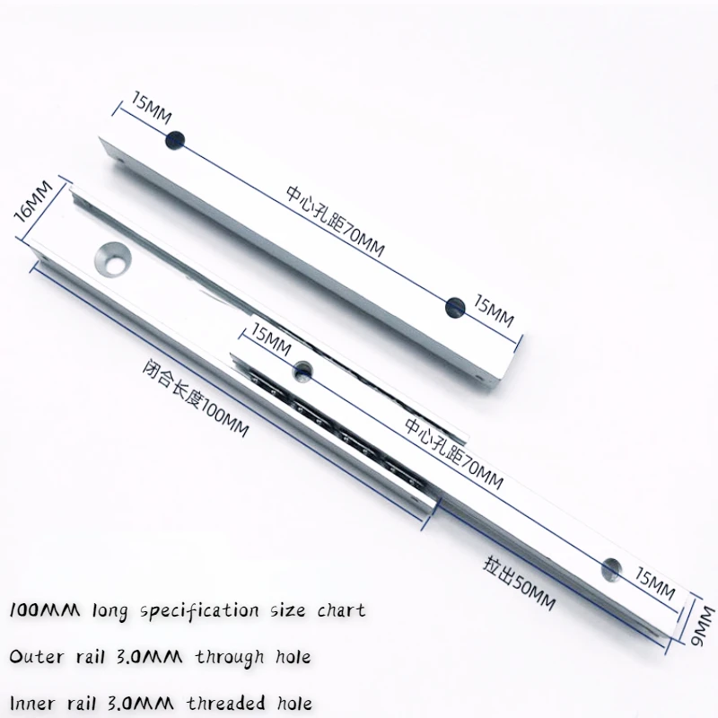 

Утолщенная 2-секционная линейная маленькая направляющая миниатюрная направляющая скольжения линейная направляющая скольжения двухсторонняя скользящая направляющая для выдвижного ящика