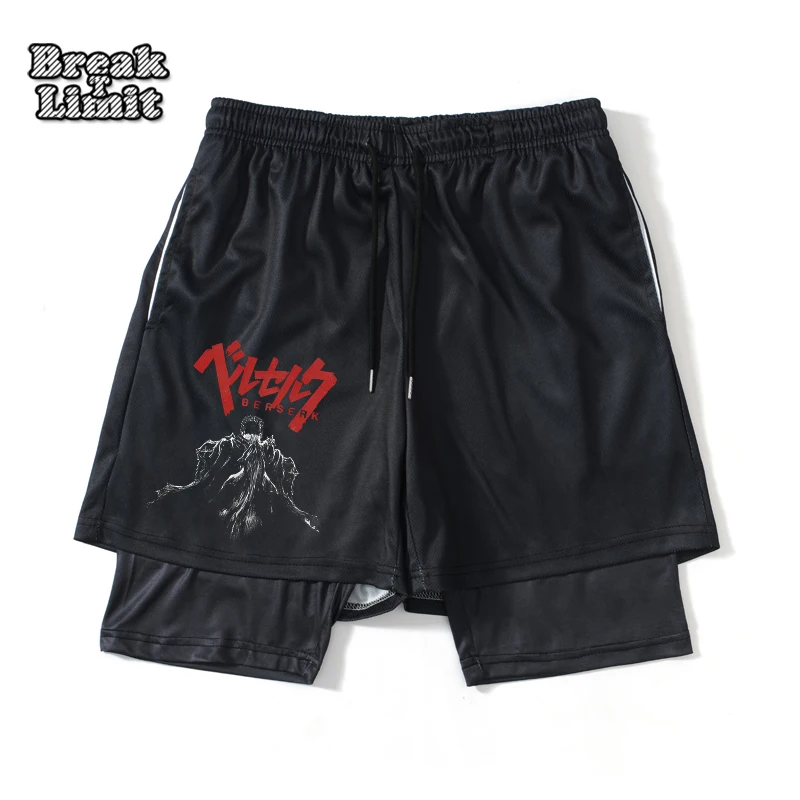 

Anime Berserk Pattern Gym 2 in 1 Shorts High Elasticity Quick Dry Breathable Men's Pants Running Fitness Absorb Sweat Shorts