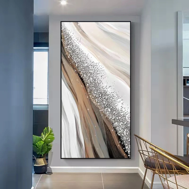 

Hand Painted Simple Oil Painting Porch Decorative Painting Corridor Aisle Hanging Painting Texture Mural Canvas Frameless