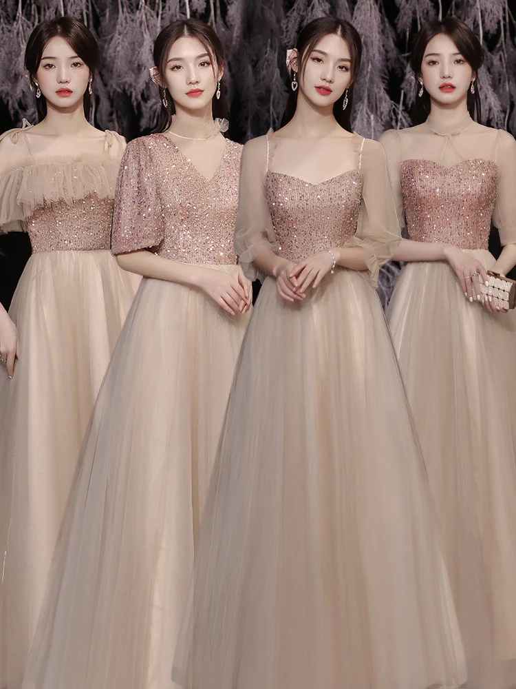 

Pink Bridesmaid Dresses Spring 2023 New Spring Sisters' Girlfriend Long Dress Evening Dresses Women Simple Atmosphere Slim