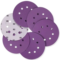 50pcs sanding disc pads 5 inch 8 hole alumina sanding pad purple 80 2000 grit hook loop sanding papers for metal wood glass