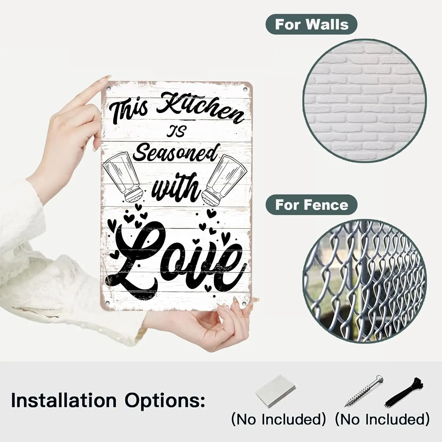 Ktchen Metl Tn Sgn Цитата Frmhouse Rustc s Sesoned с Love Wll rt Декор 12*8n