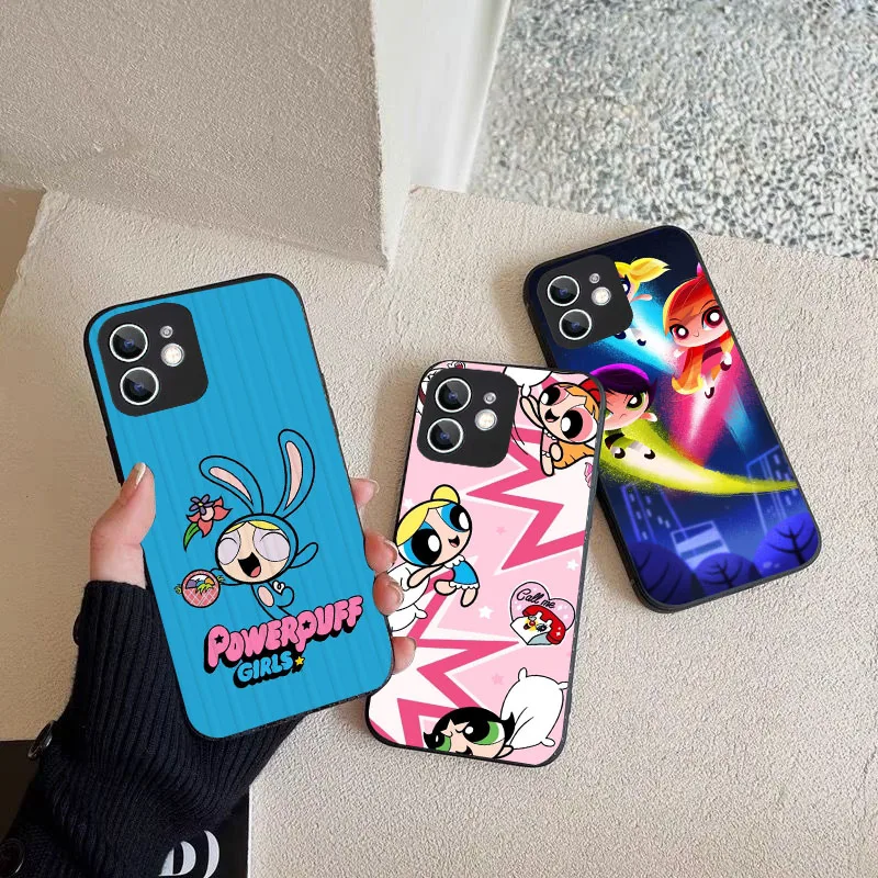 WAA-5 Cute Powerpuff Girl Black Flexible TPU Case For Samsung A22 25 30 31 32 33 35 41 50 51 52 53 54 55 70 71