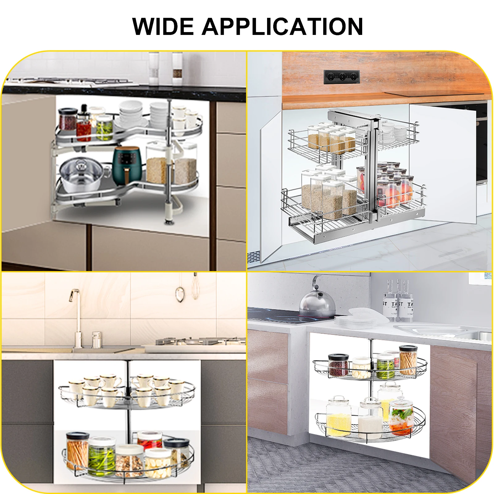 vevor cloud blind corner cabinet pull out basket 2 layer easy to install carbon steel stainless steel for kitchen corner storage free global shipping