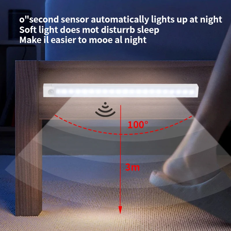 6/1 шт. 30 см датчик движения светильник для шкафа светодиодный USB-ночник детектор