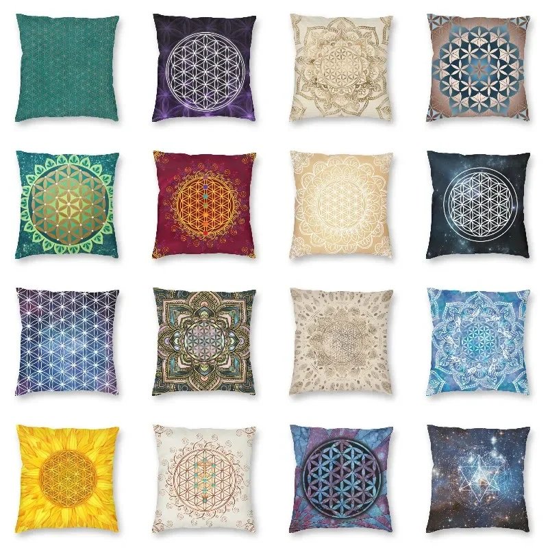 

Nordic Mandala Flower Of Life In Lotus Throw Pillow Cover Sacred Geometry Cushion Cover 40x40 for Sofa Cover Home Decoration