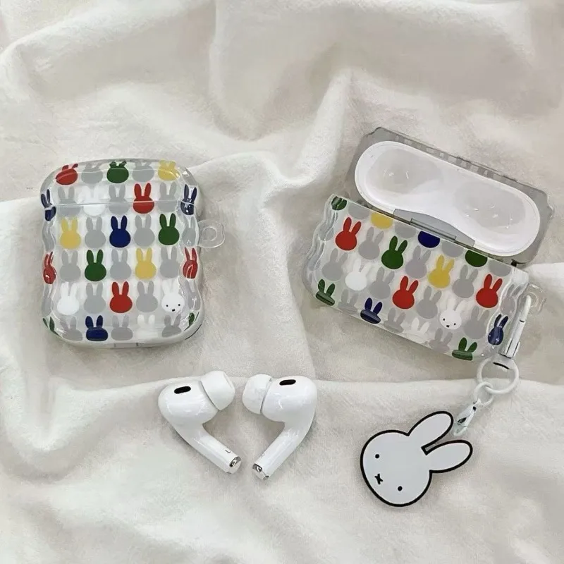 Фото Новый милый чехол для наушников Miffy с цветочным принтом и ушками кролика, защитный чехол для Air Pods Pro 4 3 2 1 №2