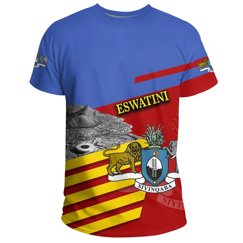 Лидер продаж футболка с 3D принтом Eswatini изображением герба оружия для мужчин топы