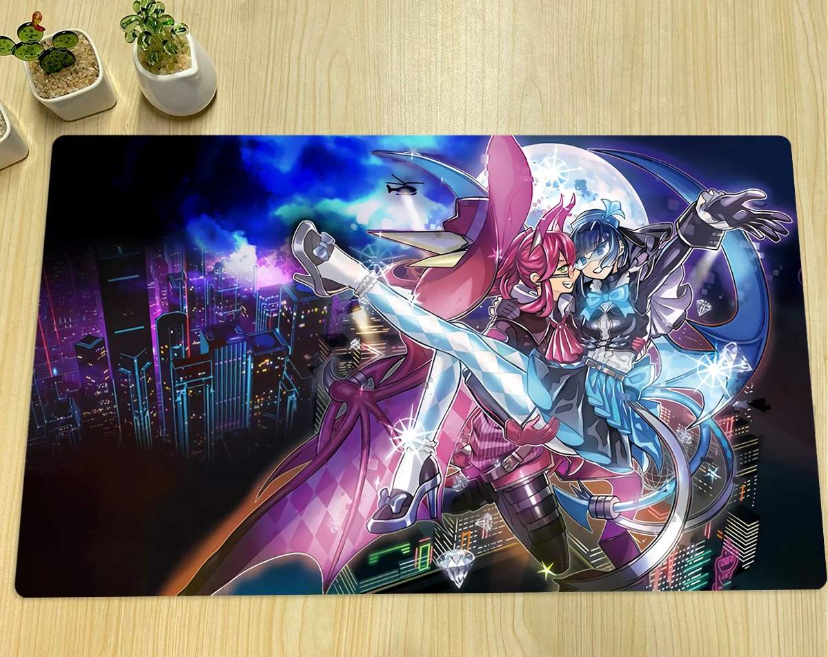 

YuGiOh Evil Twins Ki-sikil & Lil-la Playmat TCG CCG Trading Card Game Mat Board Game Anime Mouse Pad Rubber Desk Mat Zone & Bag