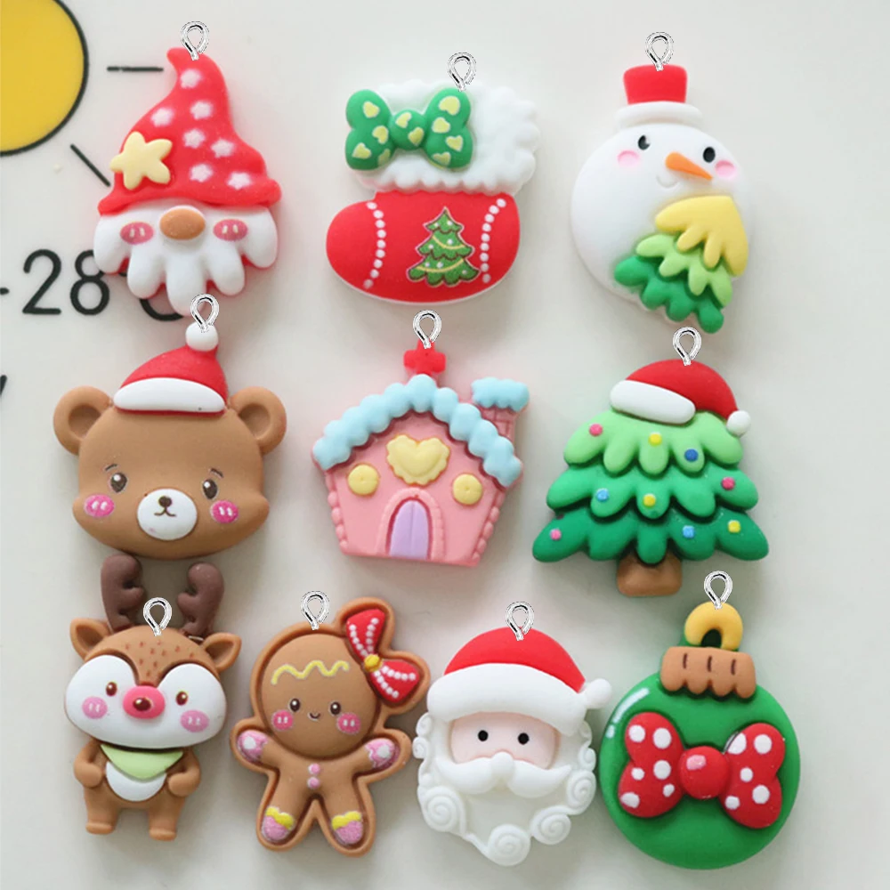 10 шт. Рождественская шляпа серия медведя подвески с плоским основанием для