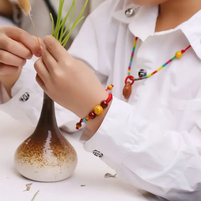 Лодка Фестиваль Браслет из персикового дерева Дети Красочная веревка Узел