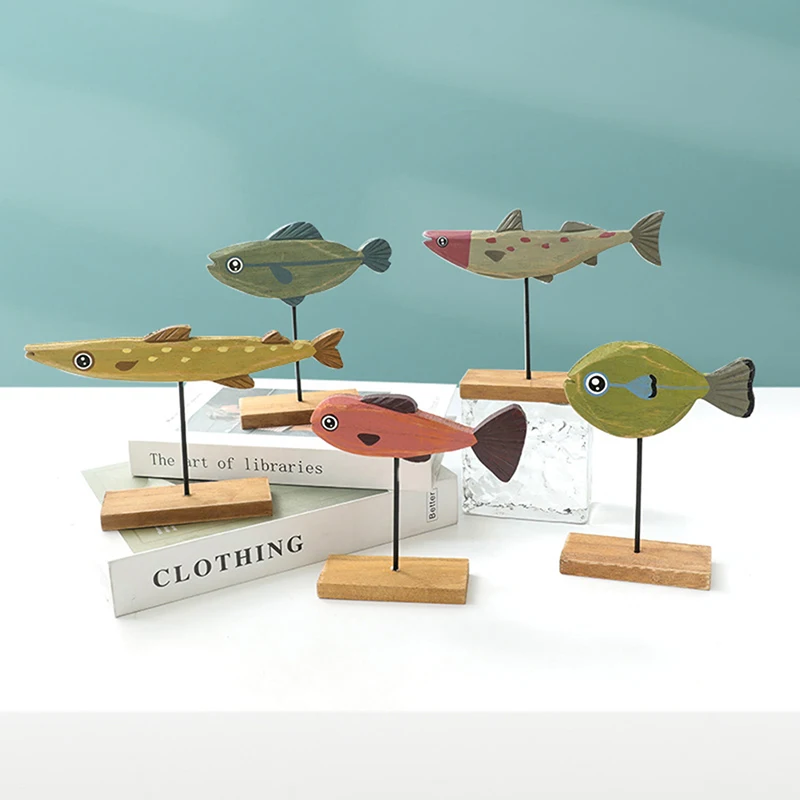 

Nordic Wood Fish Sculpture Animal Artistic Sculpture Living Room Office Home Decoration Handmade Crafts Holiday Gift Home Decor