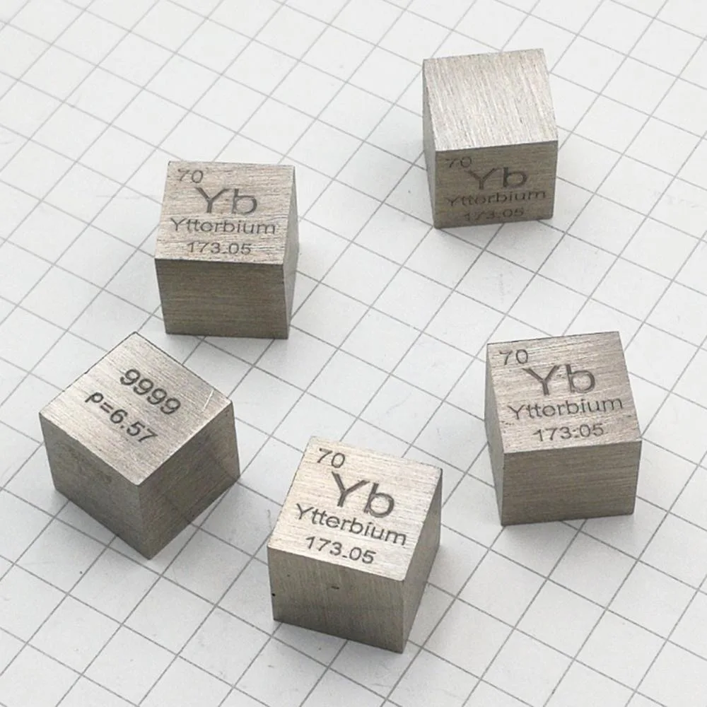 Rare Earth Ytterbium metal 99.99% Element Yb 10x10x10mm Density Cube pure in Periodic |