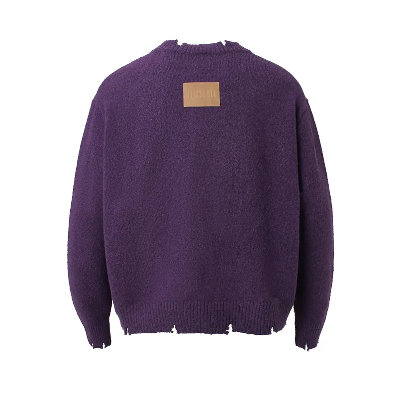 Мужской винтажный трикотажный свитер Свободный пуловер на молнии в стиле