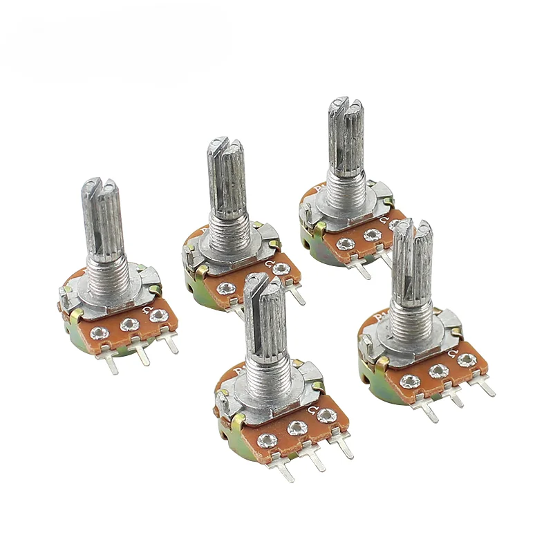 

5PCS WH148 20mm 3pin Linear Potentiometer 1K 2K 5K 10K 20K 50K 100K 250K 1M Potentiometers Kit With Nuts And Washers