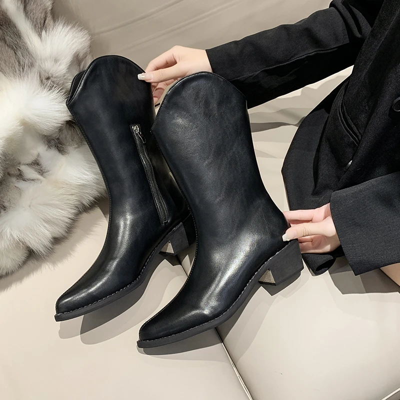 

Женские ботинки из искусственной кожи на толстой подошве, новинка осенне-зимнего сезона 2022, Botas De Mujer, модные женские мотоциклетные ботинки