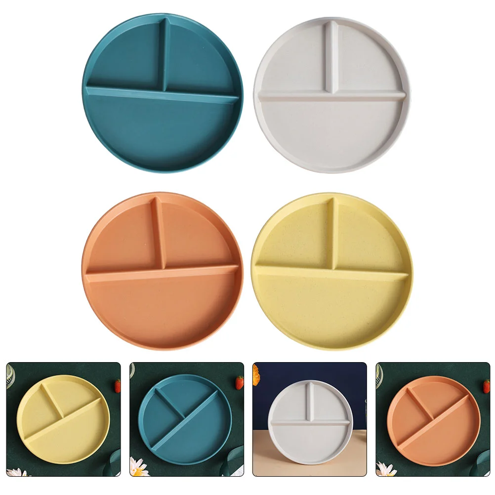 

Plate Divided Plates Serving Fruit Tray Dish Dinnerplastic Compartment Breakfast Bowl Salad Straw Dried Appetizer Portion
