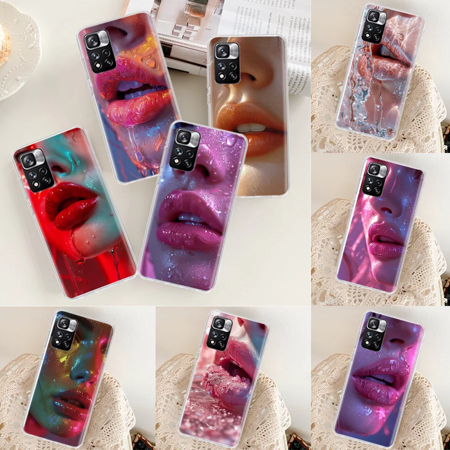 Чехол для телефона Passionate Sexy Fiery Red Lips Xiaomi Redmi Note 13 Pro+ 5G 10 10A 10C 12 12C 9 9A 9C 9T 8 8A 7 7A 6 K60 K70 Pr