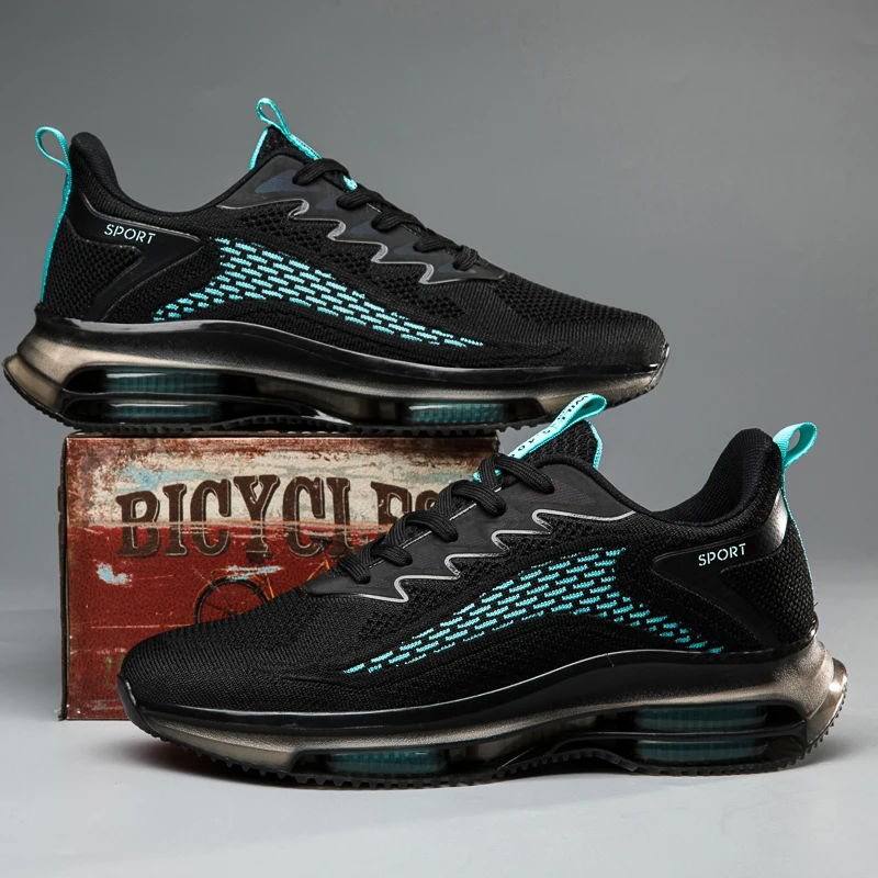 New Brand Men's Sports Shoes Double Air Cushion Running Shoes Mesh Breathable Casual Shoes Outdoor Non-slip Basketball Shoes