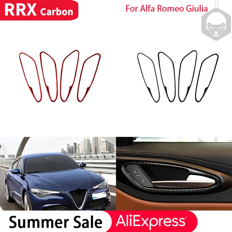

RRX Carbon Fiber Interiors for Alfa Romeo Giulia 2017-2019 Inner Door Handle Frame Decoration Cover Trim Stickers Car Accessory