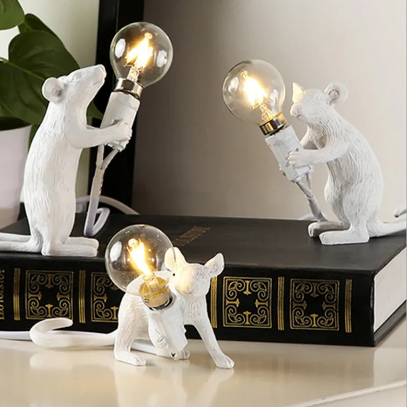 

Mouse Lamps Resin Animal Rat Mouse Table Lamp Dorm Room Mini Mouse Cute LED Home Bedside Night Lights Fixtures Desk Decoration