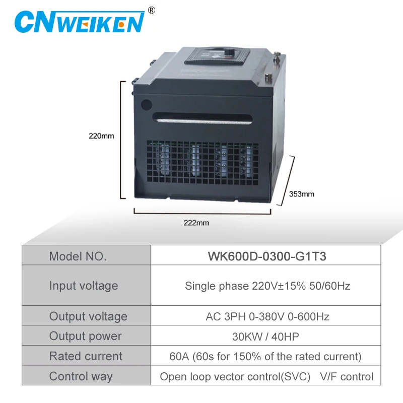 

VFD 220V to 380V 30KW AC 380V 22KW/18.5KW/15KW Variable Frequency Drive 3 Phase Speed Controller Inverter Motor VFD Inverter