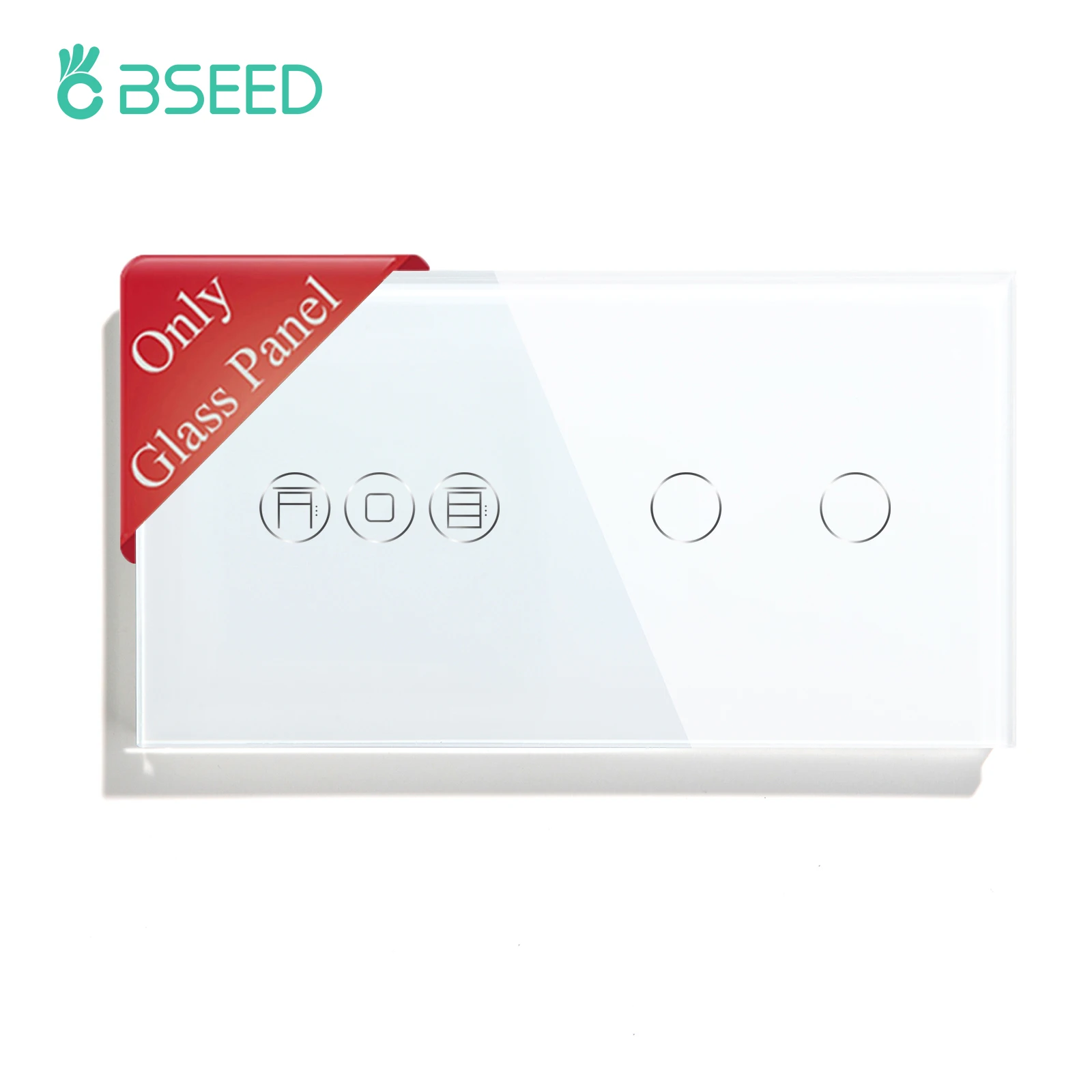 

BSEED Wall Touch Glass Panel For Roller Shutter and Light Switches 1/2/3Gang Metal Plate Included EU standard 157mm
