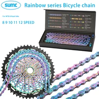 sumc bicycle chain 9101112 speed 116126l rainbow series hollow chain for road bike mtb missinglink compatible sram shimano