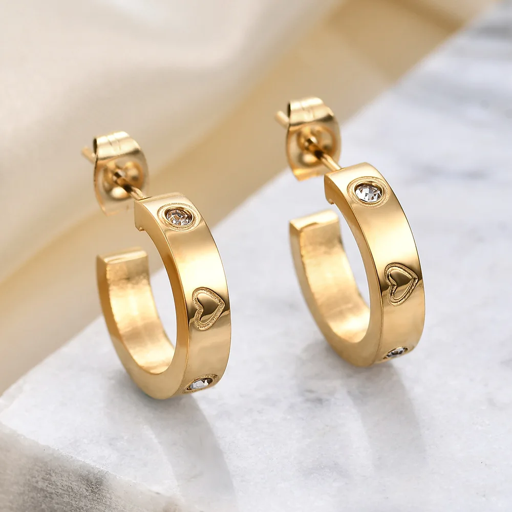 

Luxury Jewelry Cz Crystal Stud Earring For Women Valentine Day Gift Fashion Stainless Steel Small Femme Pendientes Accessories