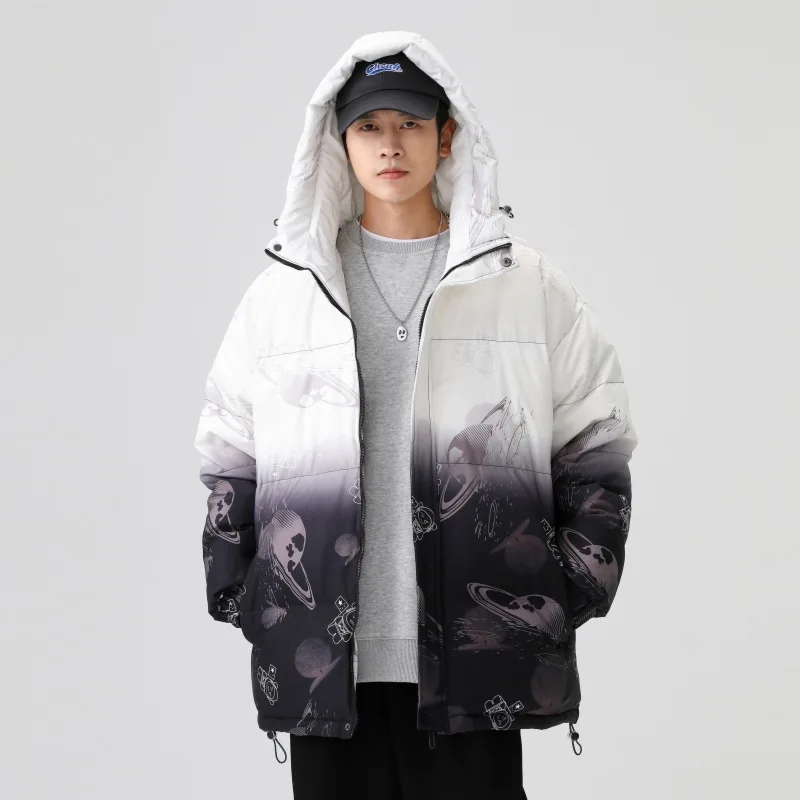 2022 Winter Men's New Down Jacket Trend Handsome Thick Warm White Eiderdown Blue Women's Short Hooded Coat men winter jacket