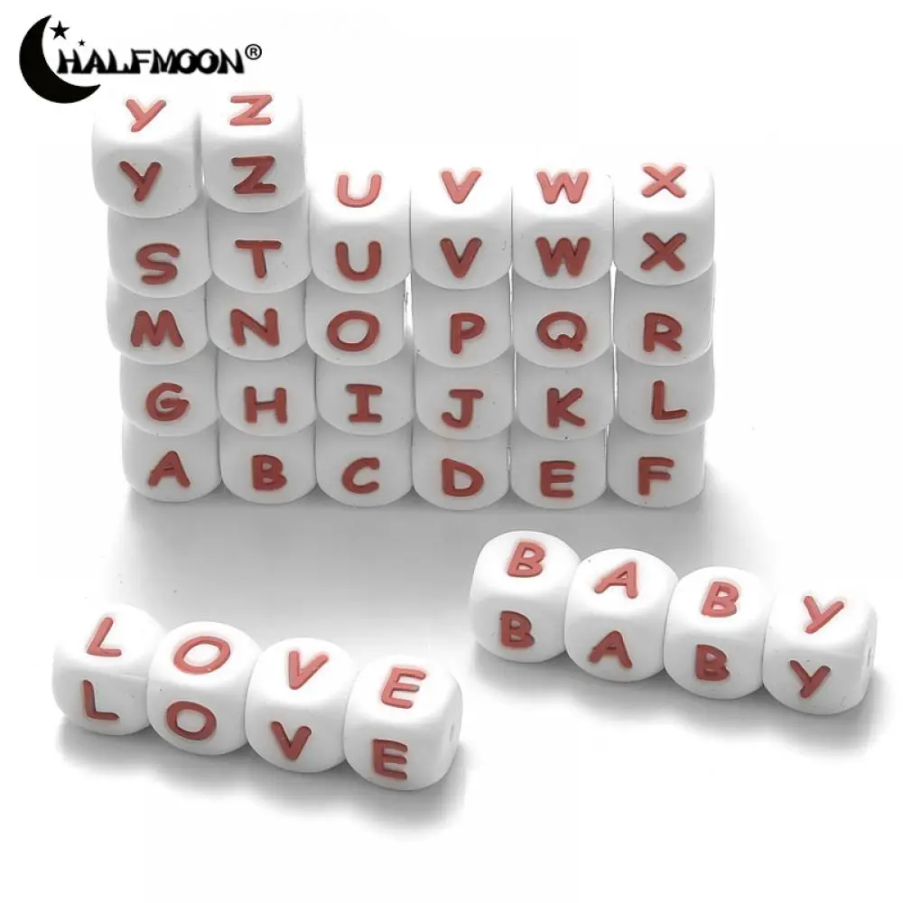 

50/100/200/500/1000Pcs Silicone Letter Beads 12mm English Alphabet Food Grade DIY Personalized Name Pacifier Chain Dummy Holder