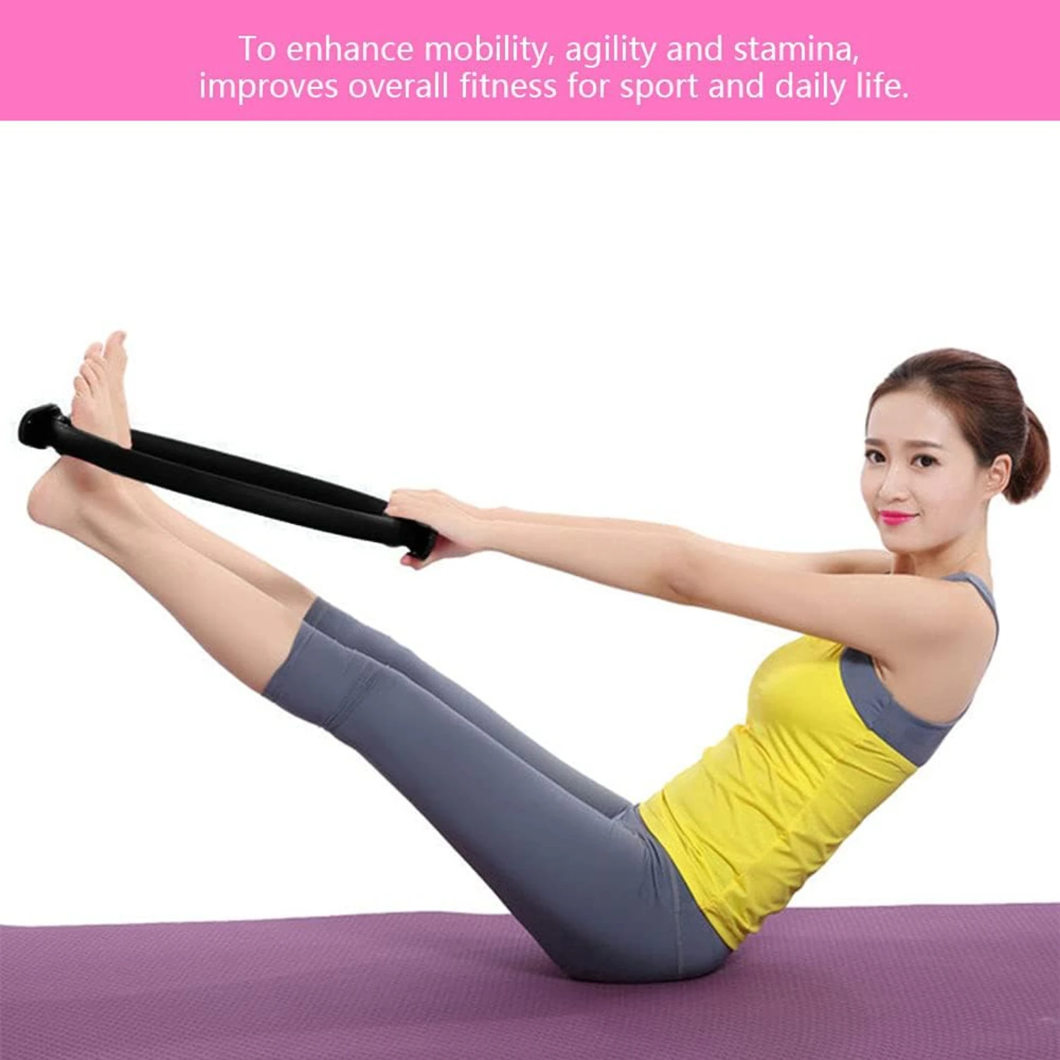 Enhanced Durable Circle Shaped Pilates Ring with Stretch Bands for Women - Achieve Ultimate Results Reformer Equipment To