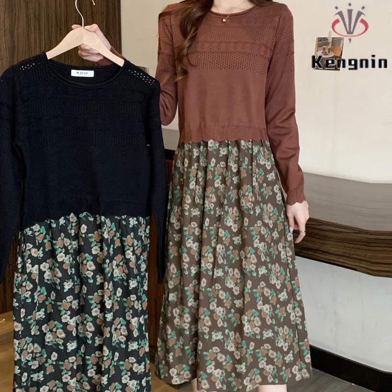 

Женское платье с цветочным принтом, модель KE3612 на осень-зиму, 2023